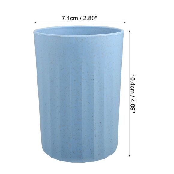 Bathroom Smooth Lines Wheat Straw Toothpaste Tumbler Blue 4.09''x2.80'' - Picture 4 of 6